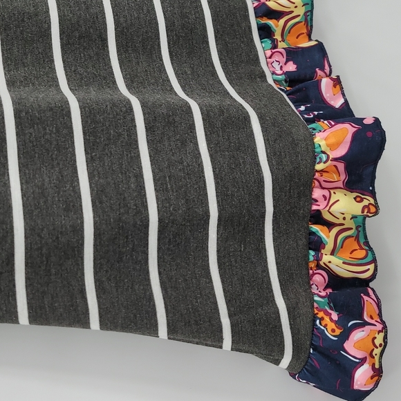 Simply Sothern Dress Pineapple Striped Print Ruffle Hem & Sleeves Relaxed Fit - Picture 4 of 9